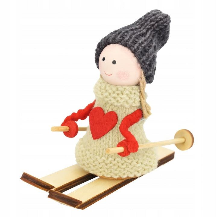 Mädchen auf Skiern – Holzdekoration