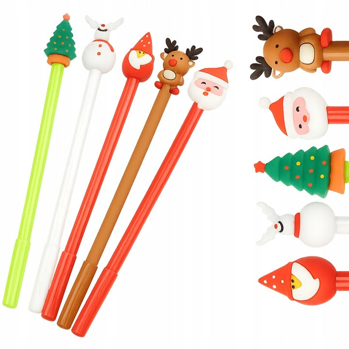 Weihnachtskugelschreiber-Set, 5er-Pack