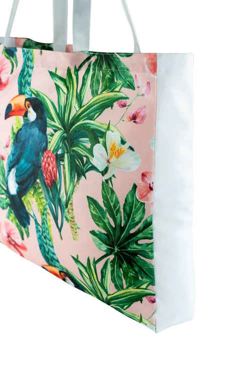 Strandtasche OXFORD Blumen und Tukan