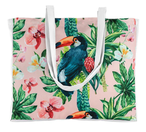 Strandtasche OXFORD Blumen und Tukan