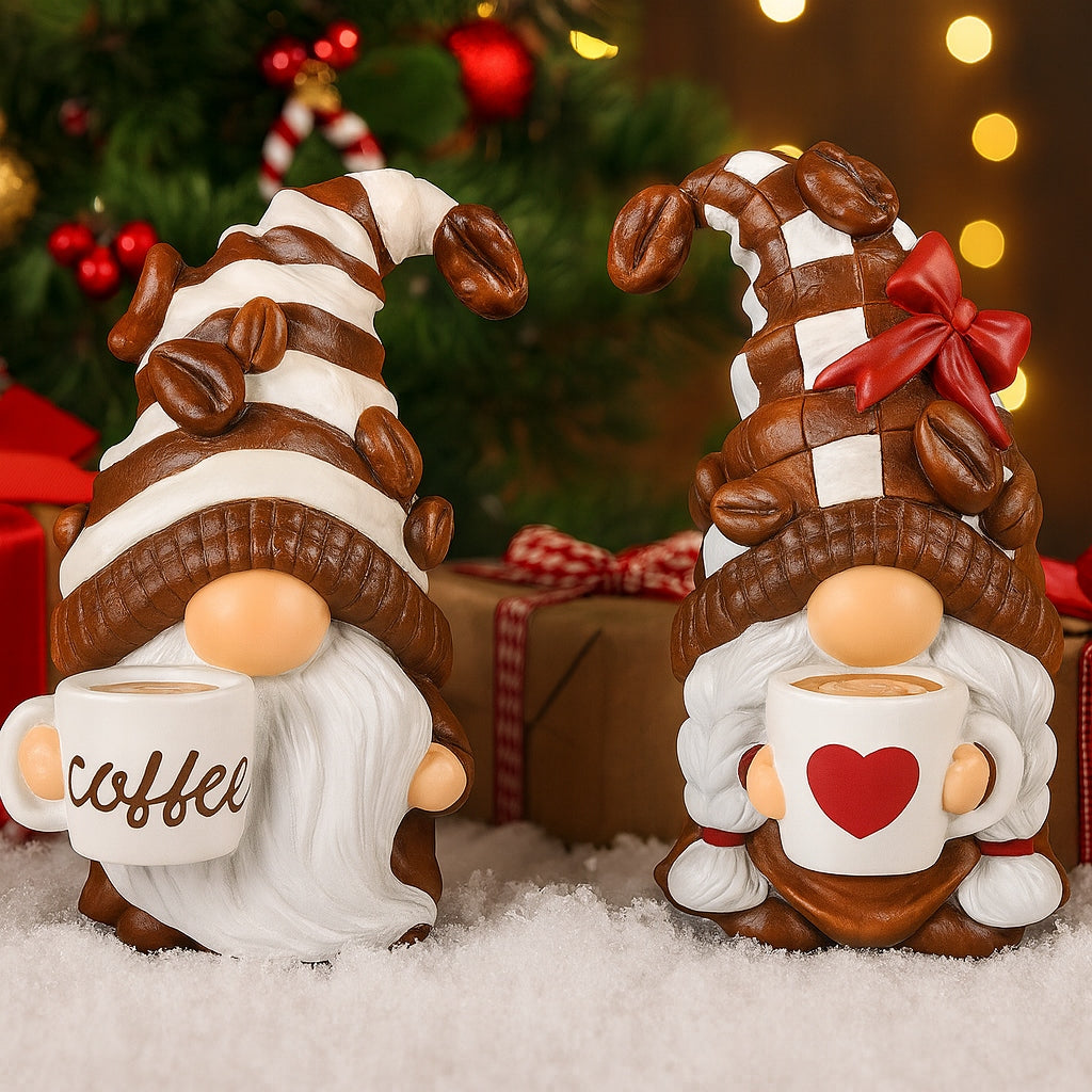 Gartenzwerg mit Kaffeefiguren