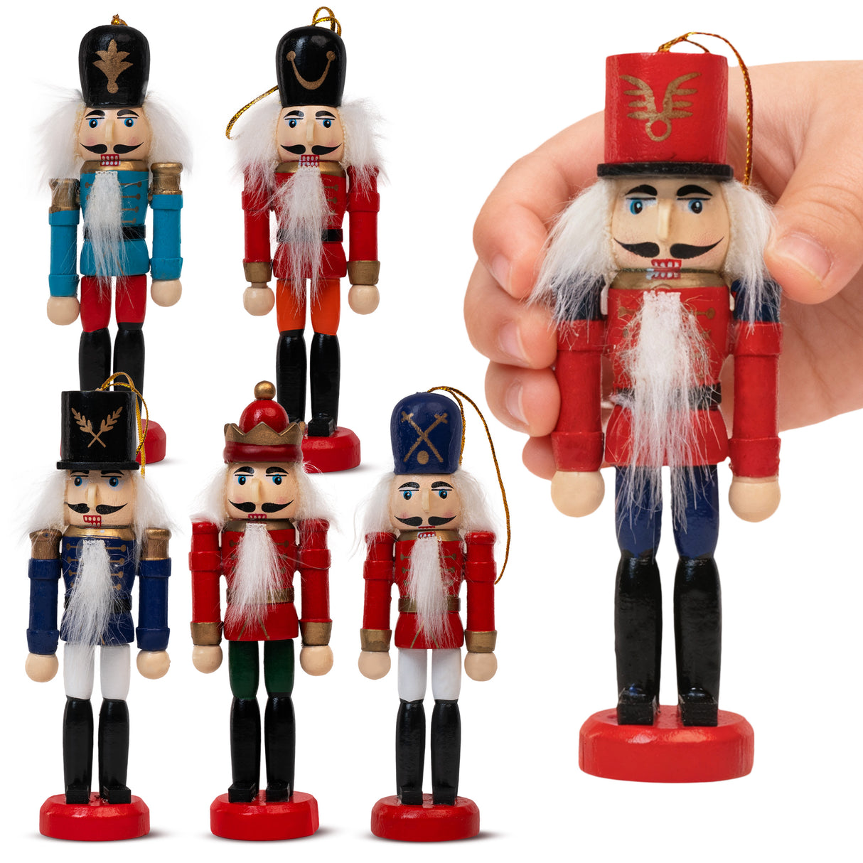 Nussknacker-Weihnachtsbaumhänger - 6er-Set