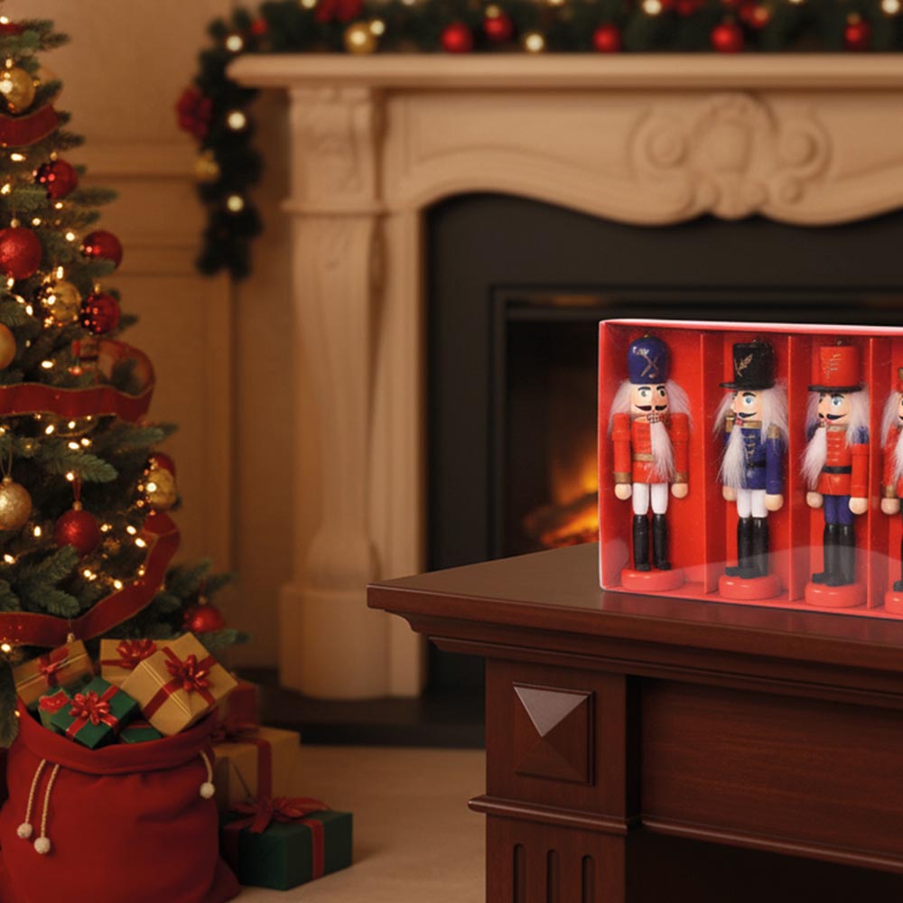 Nussknacker-Weihnachtsbaumhänger - 6er-Set