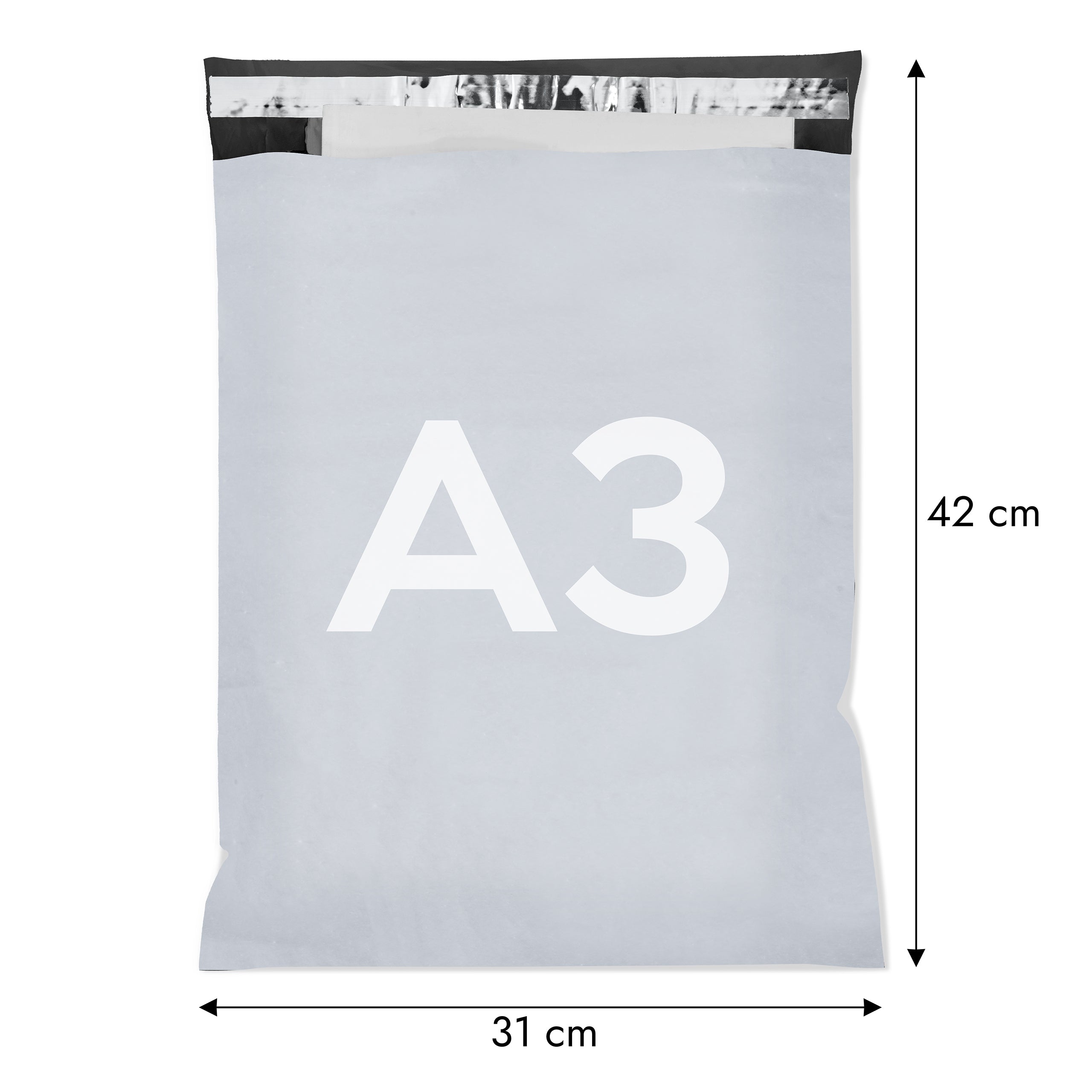 100 Stück A3 310x420 Versandbeutel Plastik Versandtaschen, Weiße Blickdicht Versandtasche