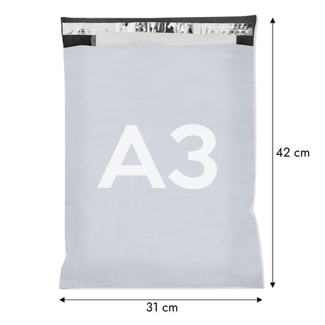 100 Stück A3 310x420 Versandbeutel Plastik Versandtaschen, Weiße Blickdicht Versandtasche