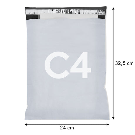 100 Stück C4 240x325mm Versandbeutel Plastik Versandtaschen, Weiße Blickdicht Versandtasche