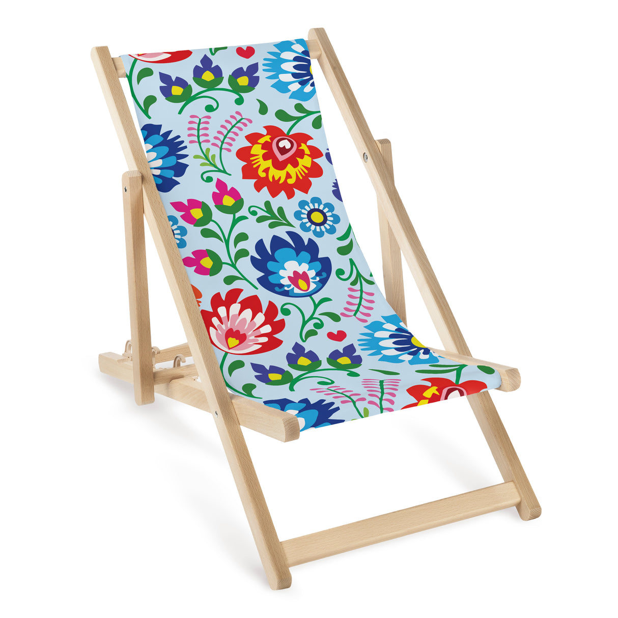 Kinderliegestuhl aus Holz Folk hellblau