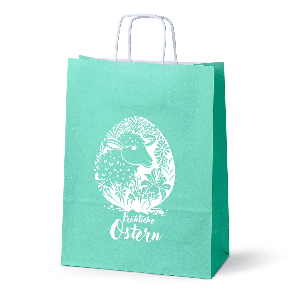 Papiertüte 50Stk. 240x100x320mm Grün Pastell Fröhliche Ostern