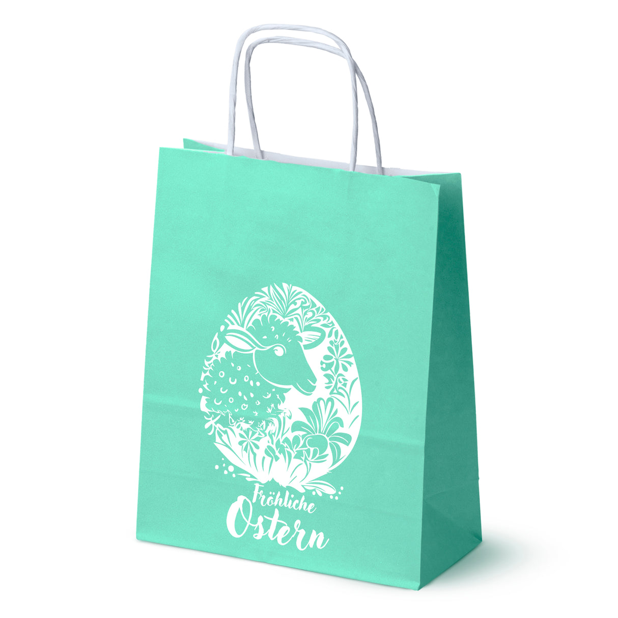 Papiertüte 50 Stk. 180x80x225mm Grün Pastell Fröhliche Ostern