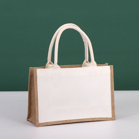 Braun-weiße Jutetasche 320x210x130mm