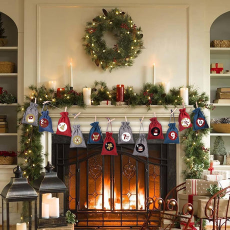 Adventskalender 24 Hängetüten mit Stickern