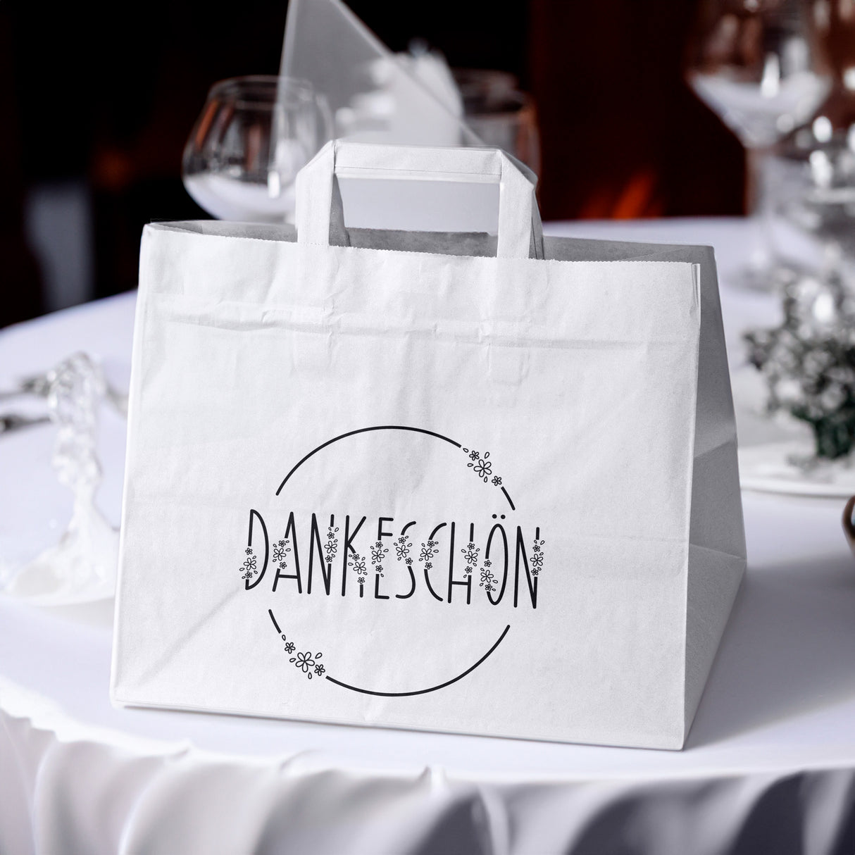 Hochzeitspapiertüten 50 Stück Weiß 320x220x245mm Dankeschön