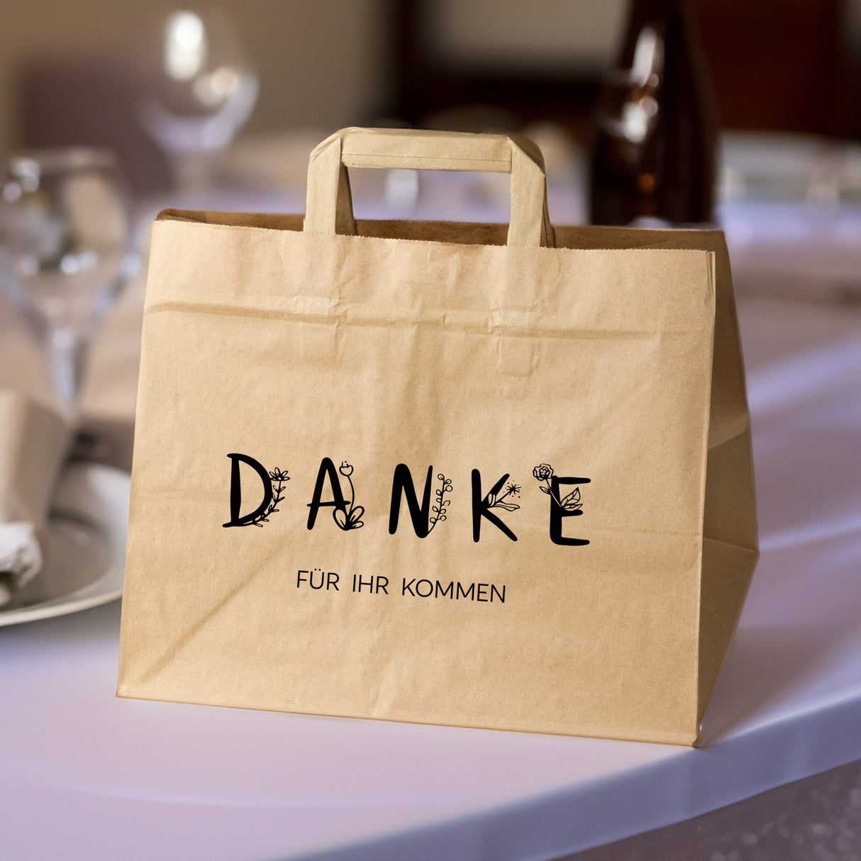 Hochzeitspapiertüten 50 Stück Braun 320x220x245mm Danke für Ihr Kommen