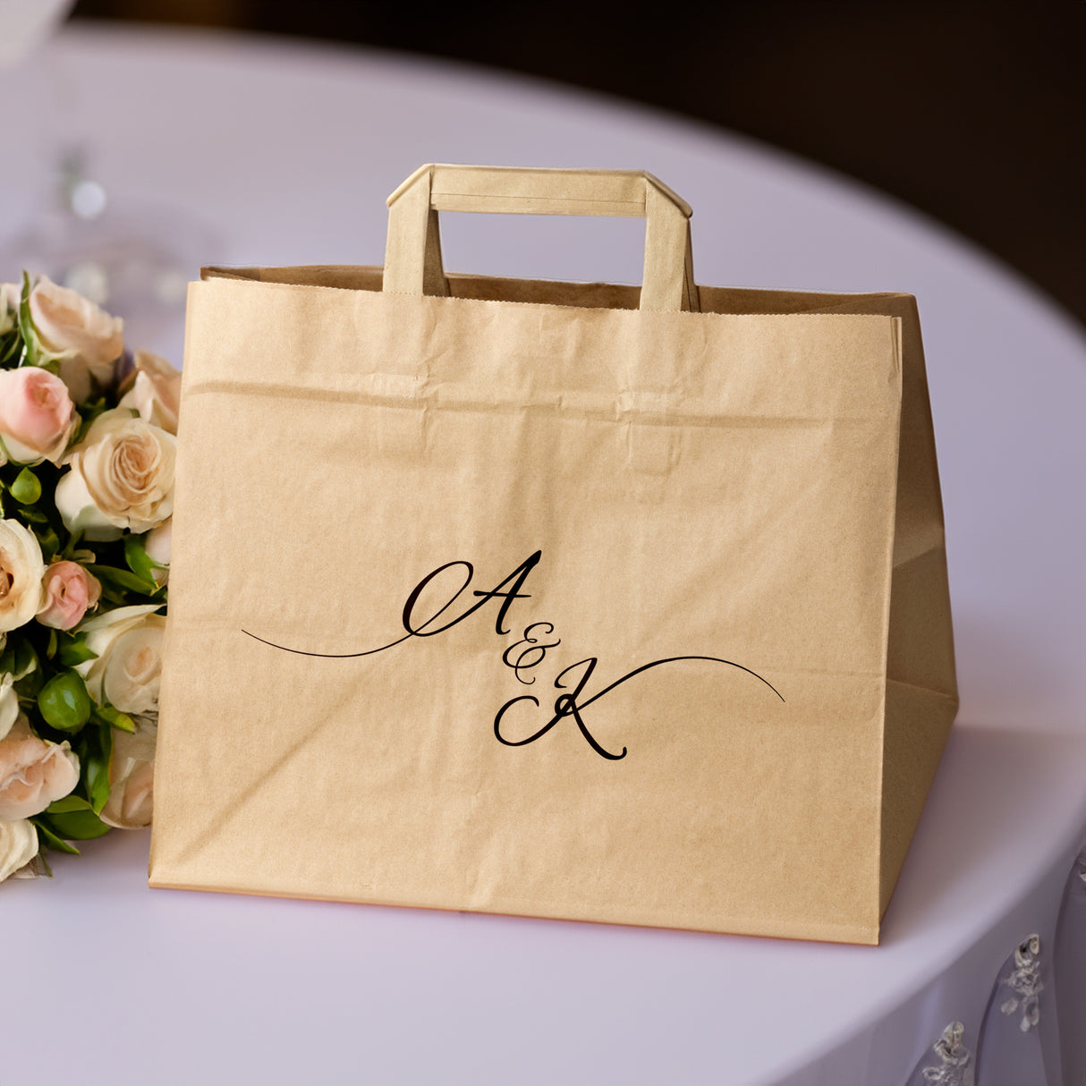 Hochzeitspapiertüten 50 Stück Braun 320x220x245mm INITIALEN