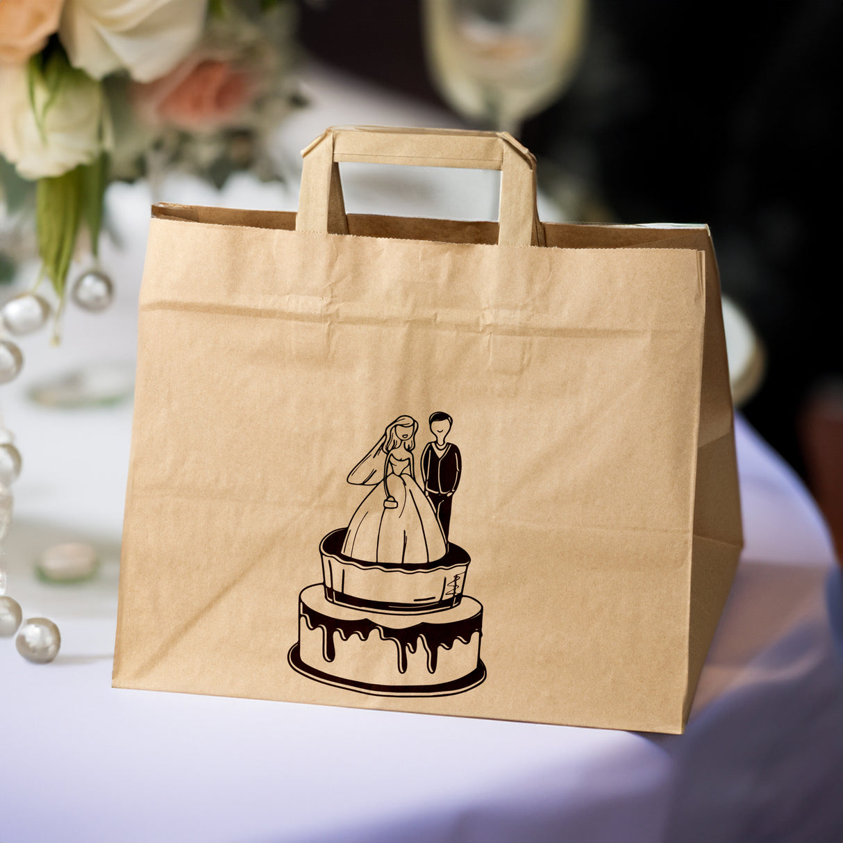 Hochzeitspapiertüten 50 Stück Braun 320x220x245mm Hochzeitstorte