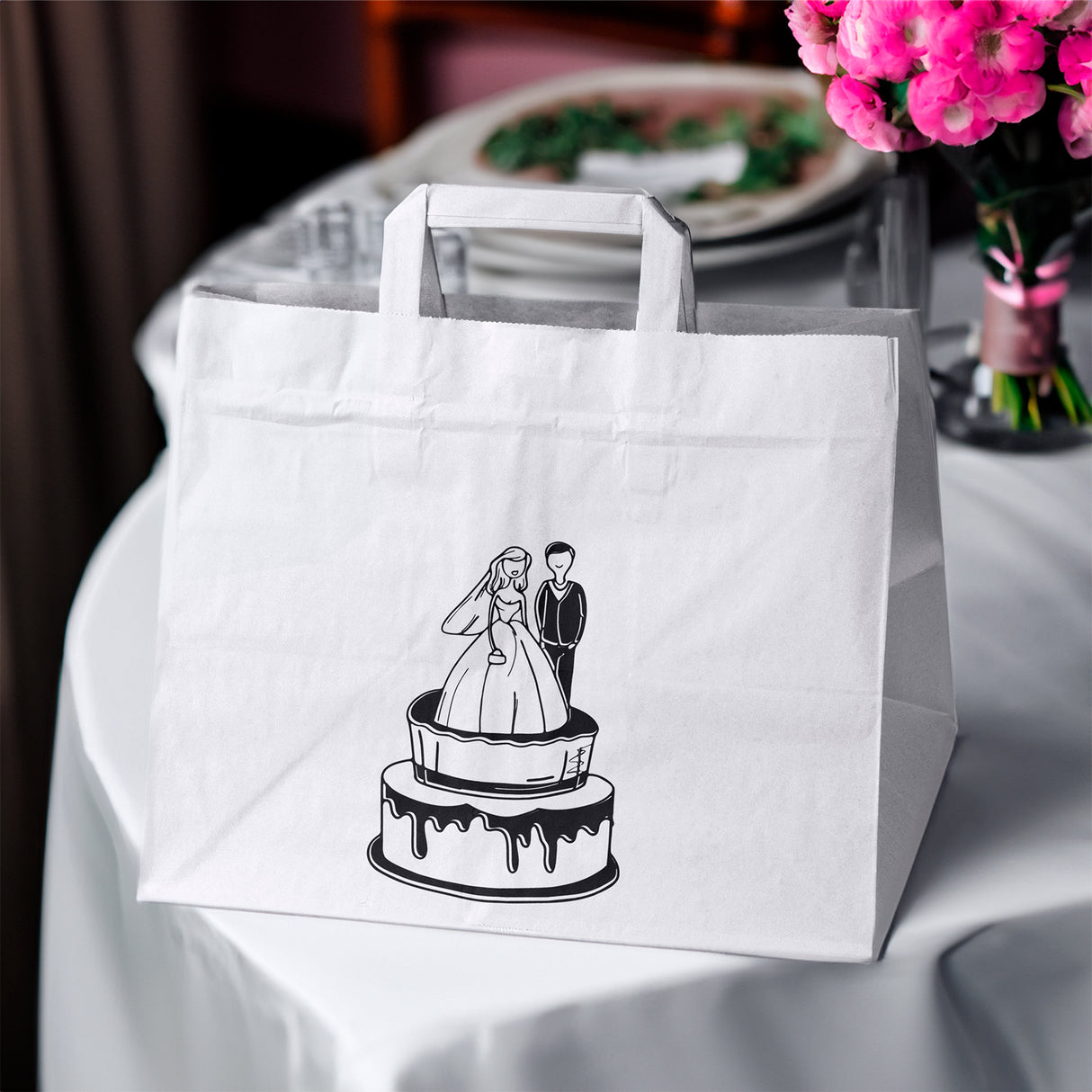 Hochzeitspapiertüten 50 Stück Weiß 320x220x245mm Hochzeitstorte