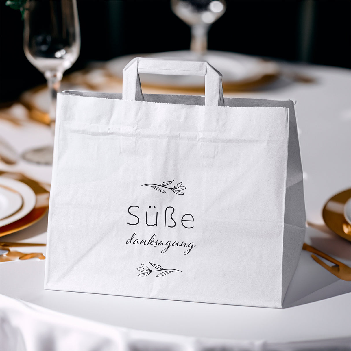 Hochzeitspapiertüten 50 Stück Weiß 320x220x245mm Süße Danksagung