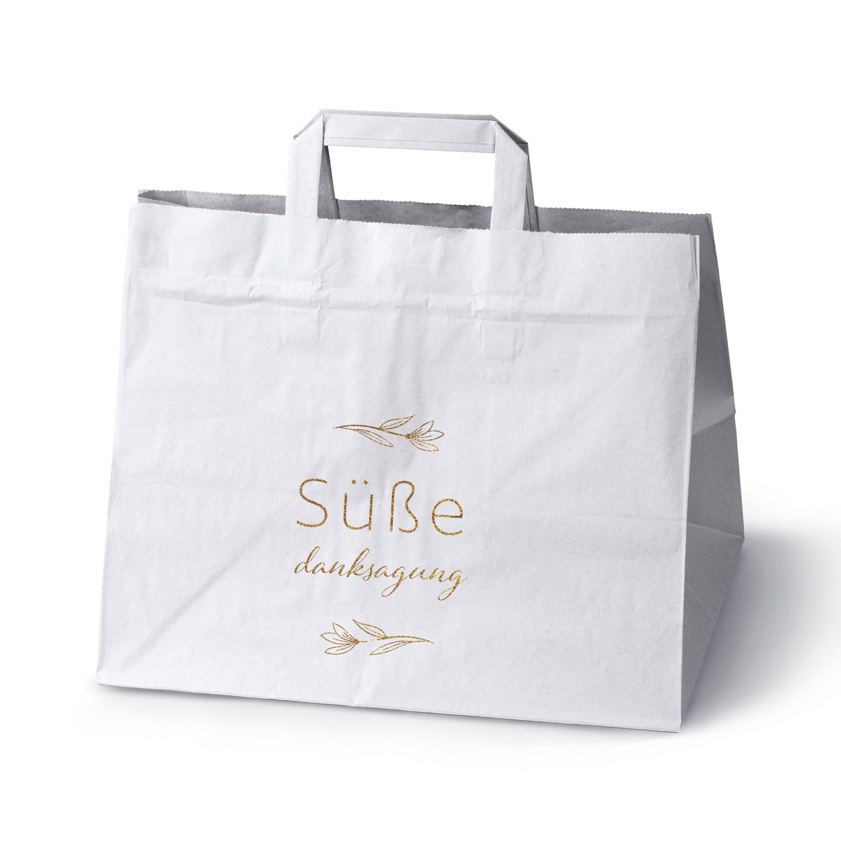 Hochzeitspapiertüten 50 Stück Weiß+Gold 320x220x245mm Süße Danksagung