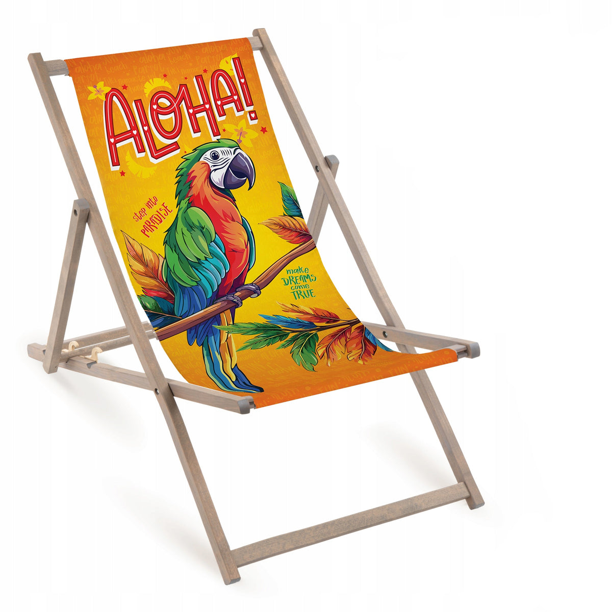 Medinis gultas Aloha Fullprint su pilku rėmu