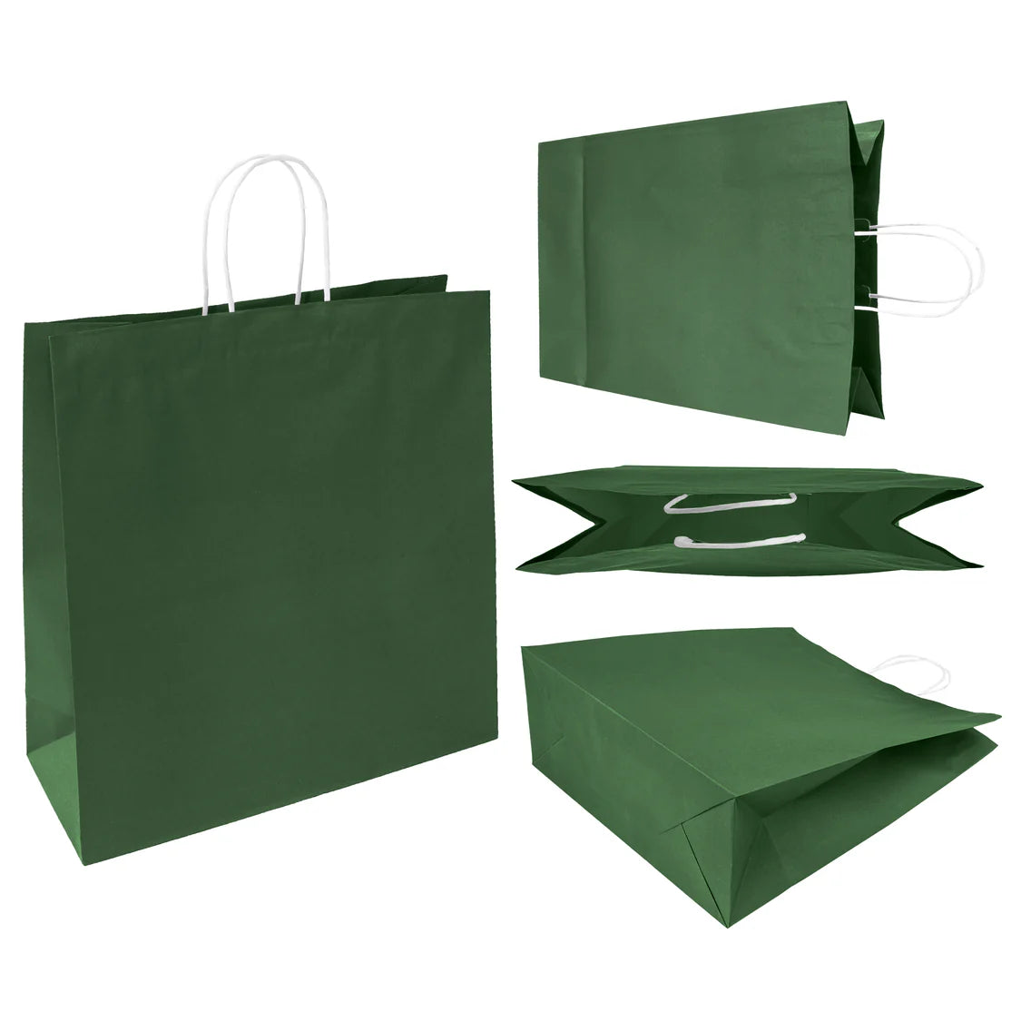 Papiertragetasche mit Premium-Drehgriff - DUNKELGRÜN - 350x150x400mm
