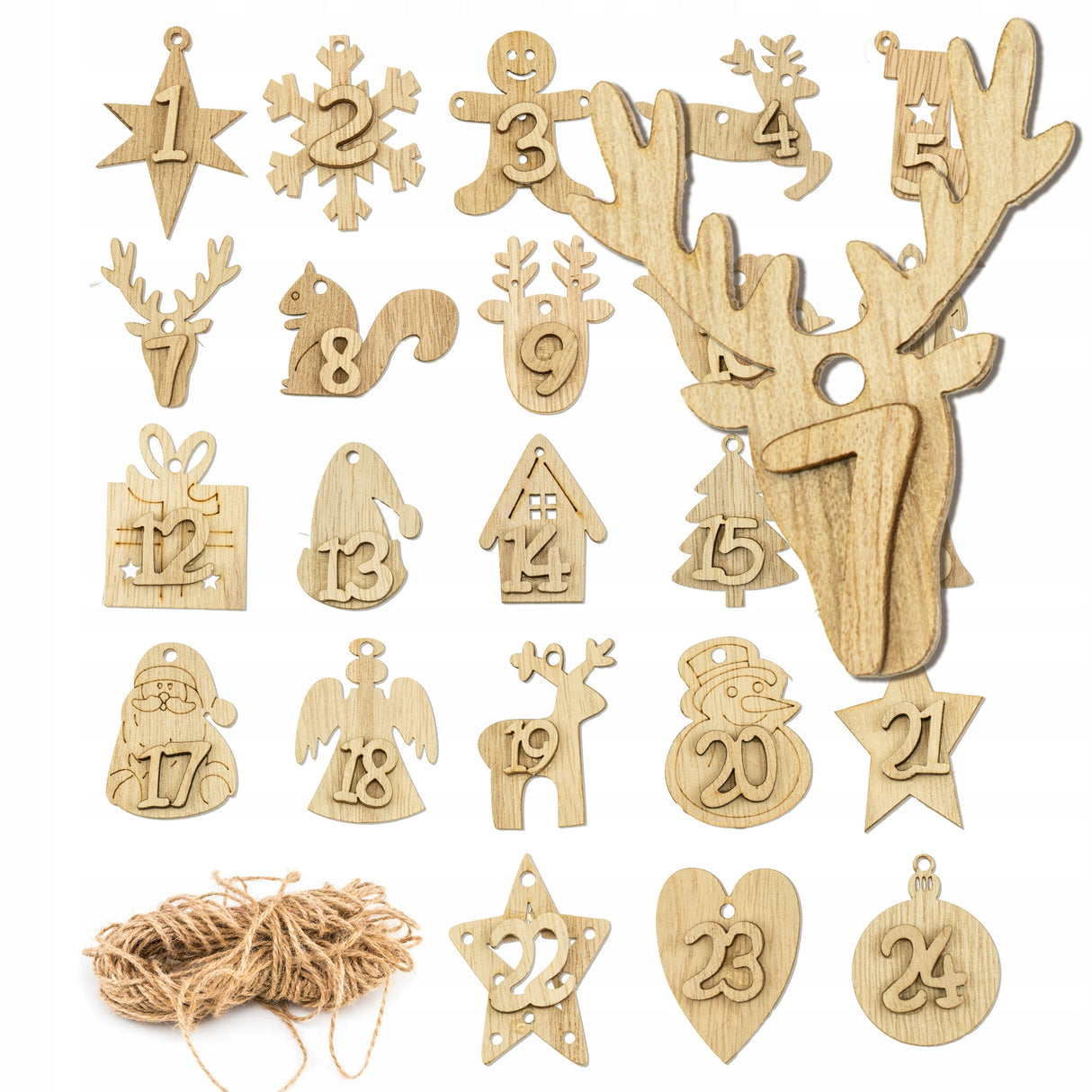 ADVENTSKALENDER HOLZZAHLEN zum Aufhängen DIY KIT Anhänger