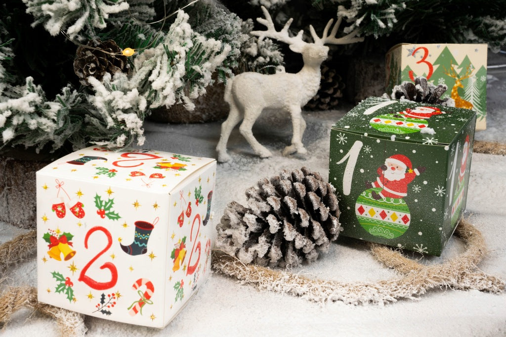 Weihnachtliches buntes Boxen-Set für Adventskalender 24-tlg.
