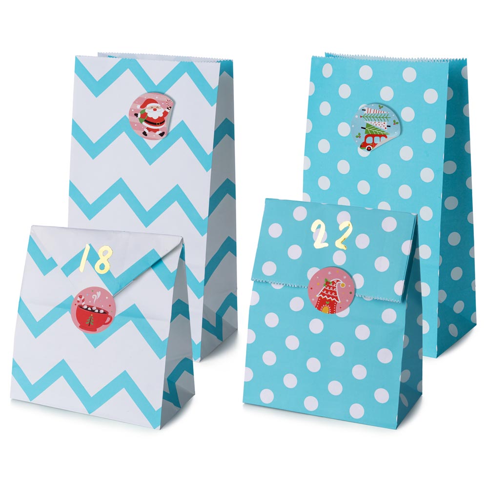 Adventskalender Blaue Tüten 24St.