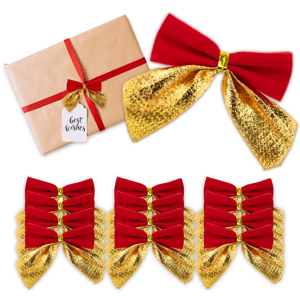 Schleifenband Weihnachtsdekorationen ROT UND GOLD