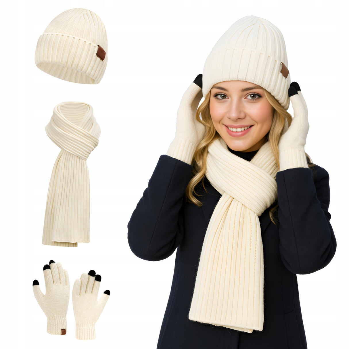 Set: Mütze, Schal, Handschuhe
