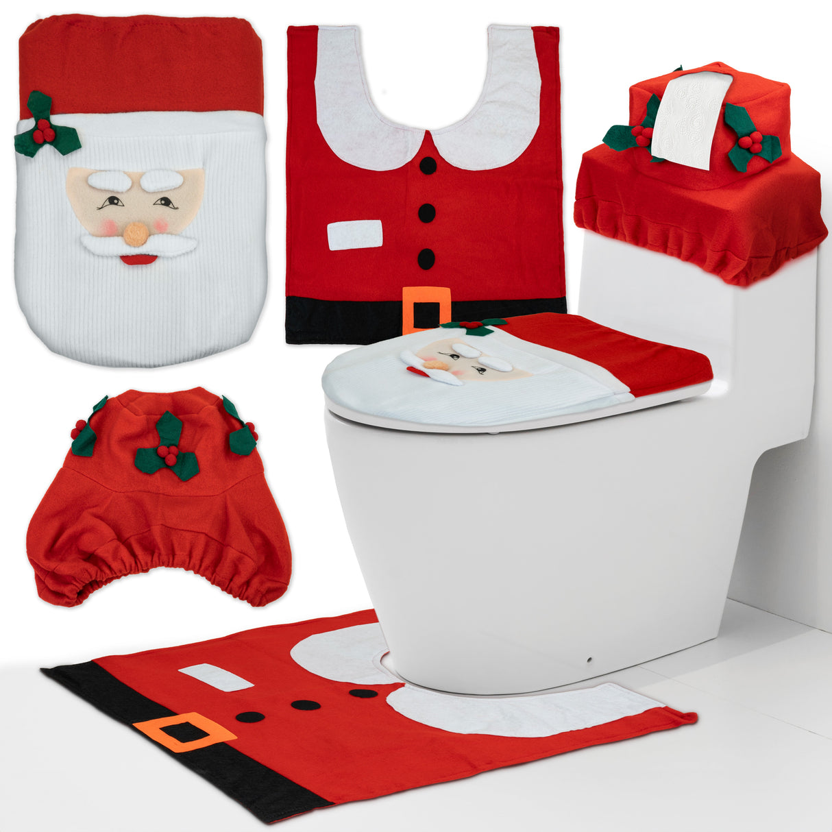 Weihnachtsmann Toilettenkostüm Dekorationsset
