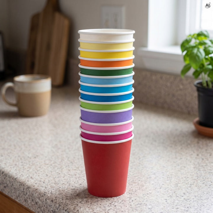 Papierbecher 250 ml verschiedene Farben - 60 Stück