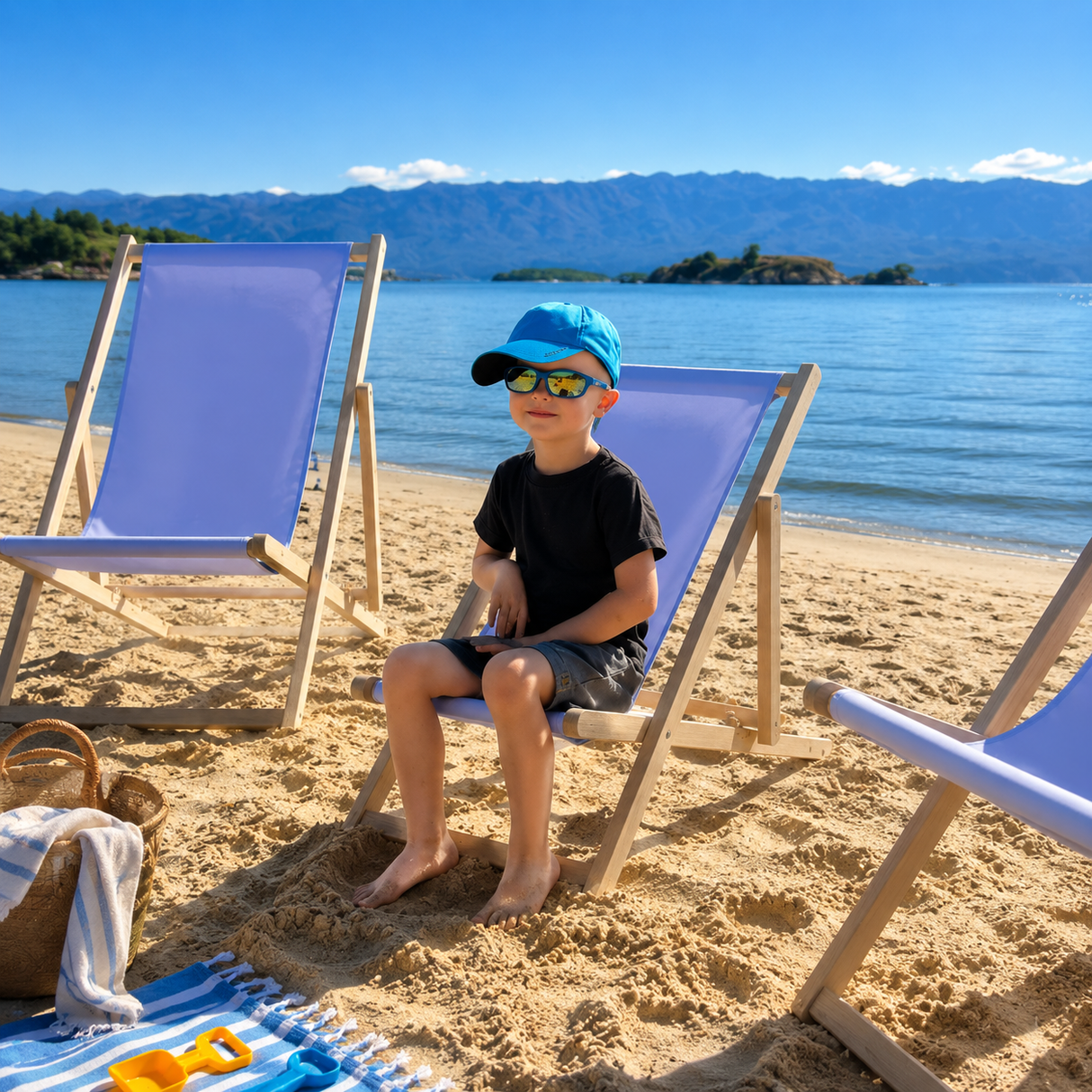Kinderliegestuhl aus Holz Vacation mode