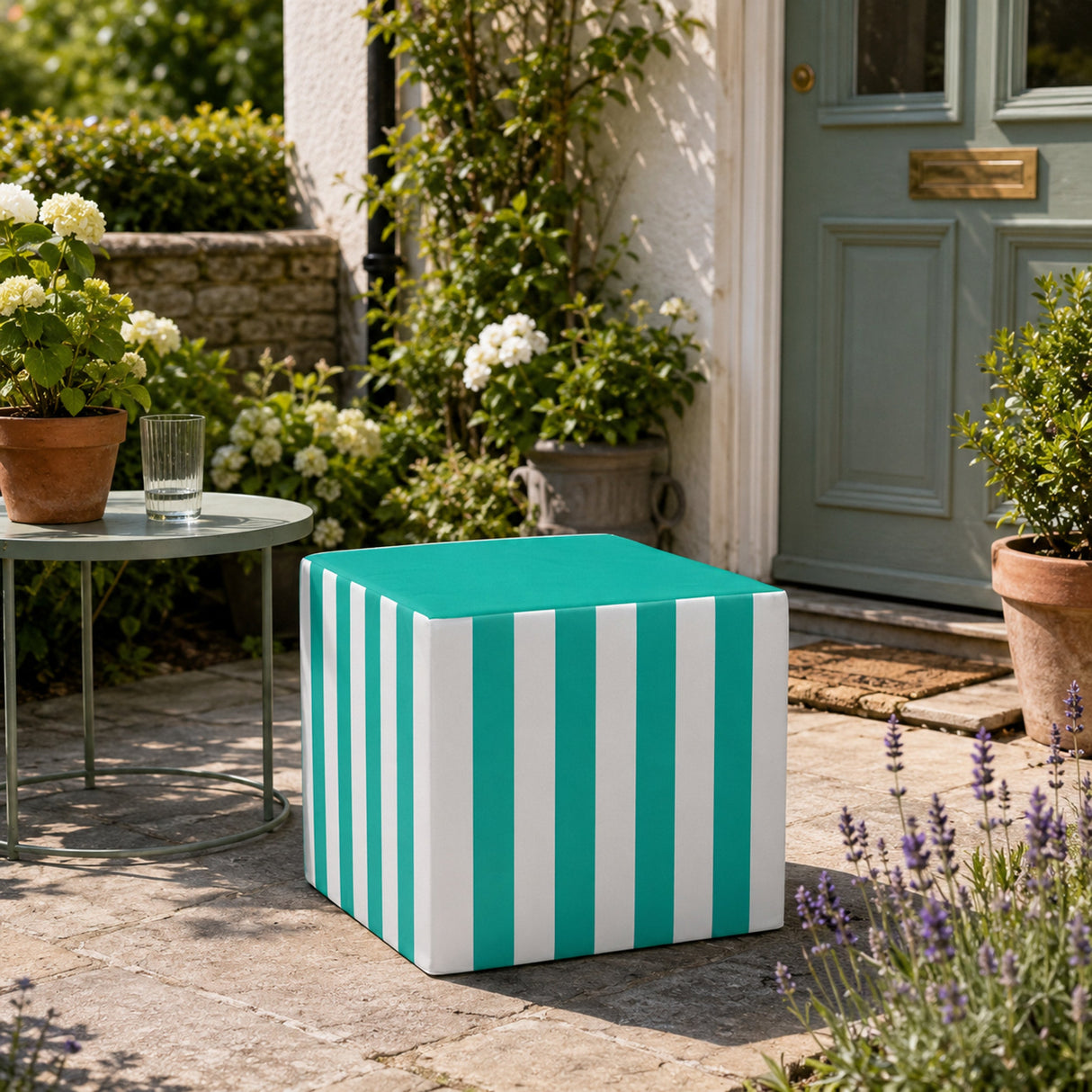 Sitzwürfel Pouf 40x40x40 cm - Bunte Streifen