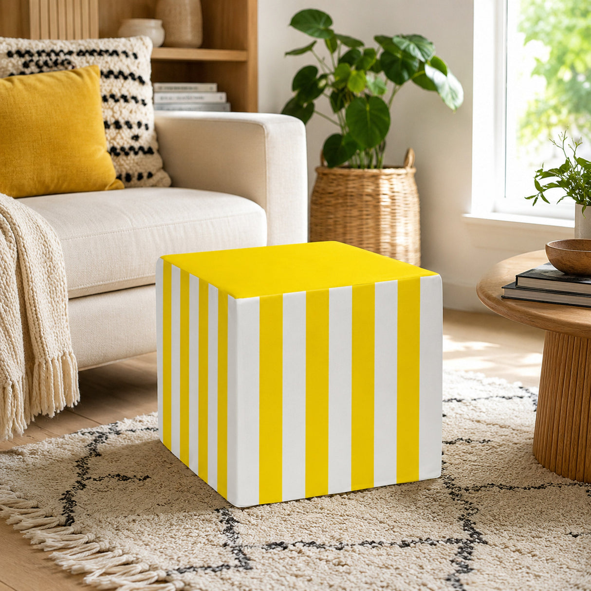 Sitzwürfel Pouf 40x40x40 cm - Bunte Streifen