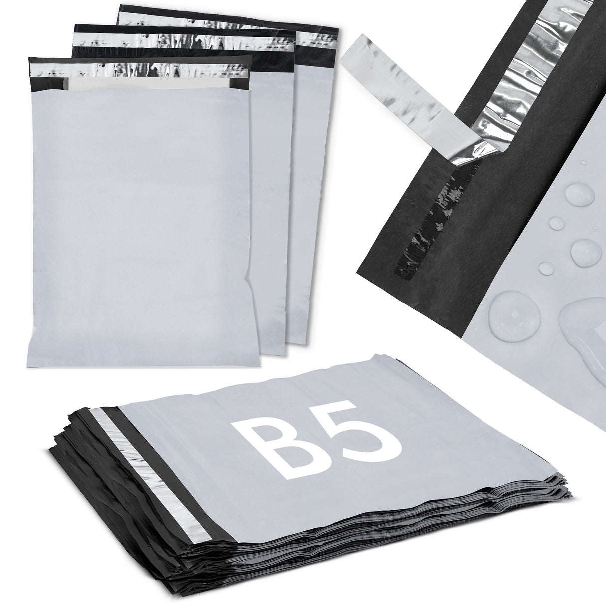 Versandbeutel Plastik Versandtaschen B5 190x250mm 50Stk. Grau