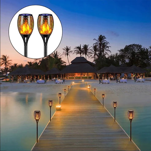 Gartenlichter Solar LED Schwarze mit Flammeneffekt 4 Stück