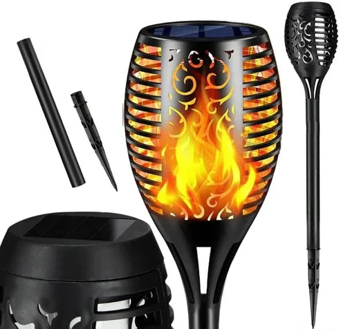 Gartenlichter Solar LED Schwarze mit Flammeneffekt 4 Stück