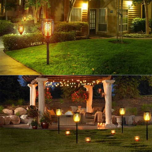 Gartenlichter Solar LED Schwarze mit Flammeneffekt 4 Stück