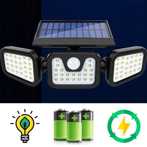 Dreifache Solarlampe mit Bewegungssensor bei Dämmerung