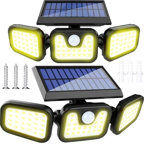 Dreifache Solarlampe mit Bewegungssensor bei Dämmerung