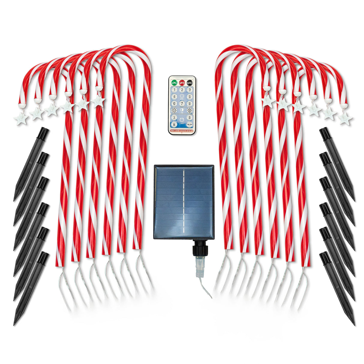 Solar Weihnachtsbeleuchtung Zuckerstangen LED 12er Set