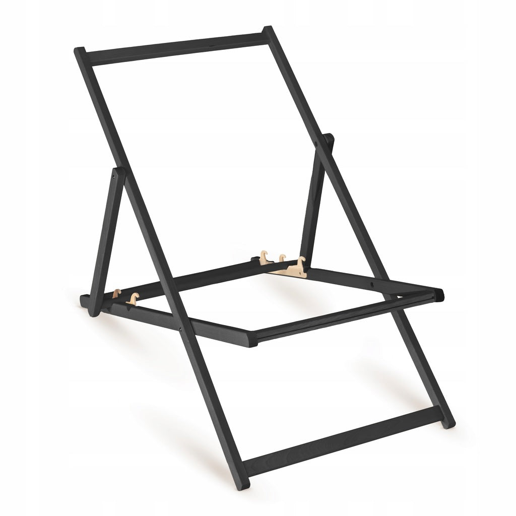 Holz-Liegestühle Design-Print mit schwarzem Gestell