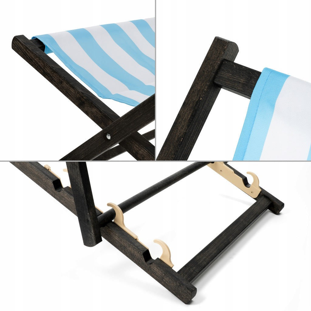 Holz-Liegestuhl Catch the Waves Fullprint mit schwarzem Gestell