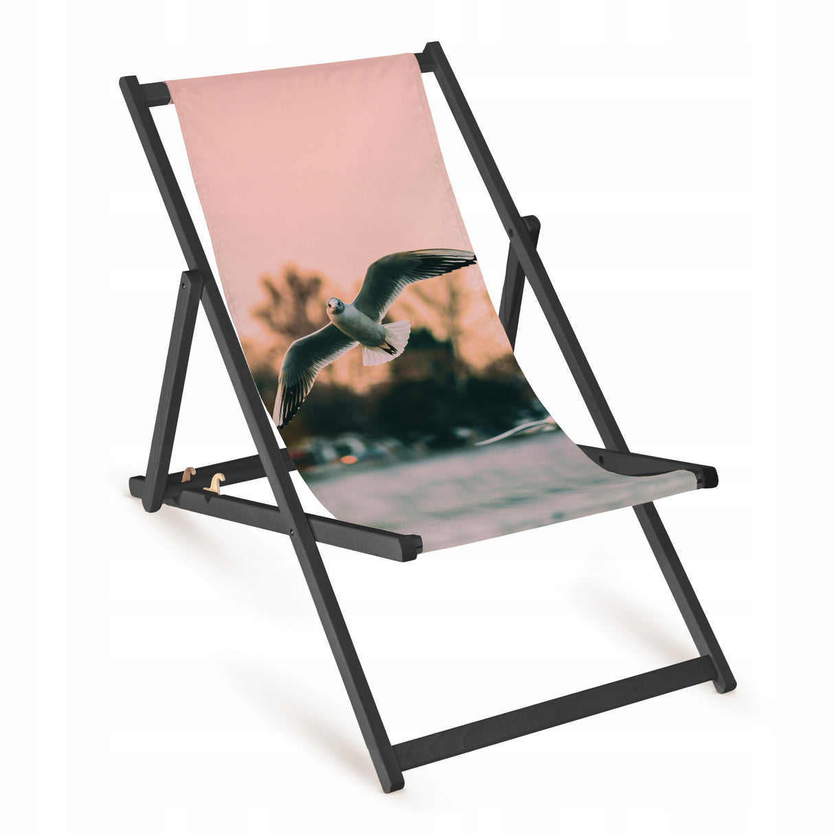 Holz-Liegestühle Fullprint Design mit schwarzem Gestell