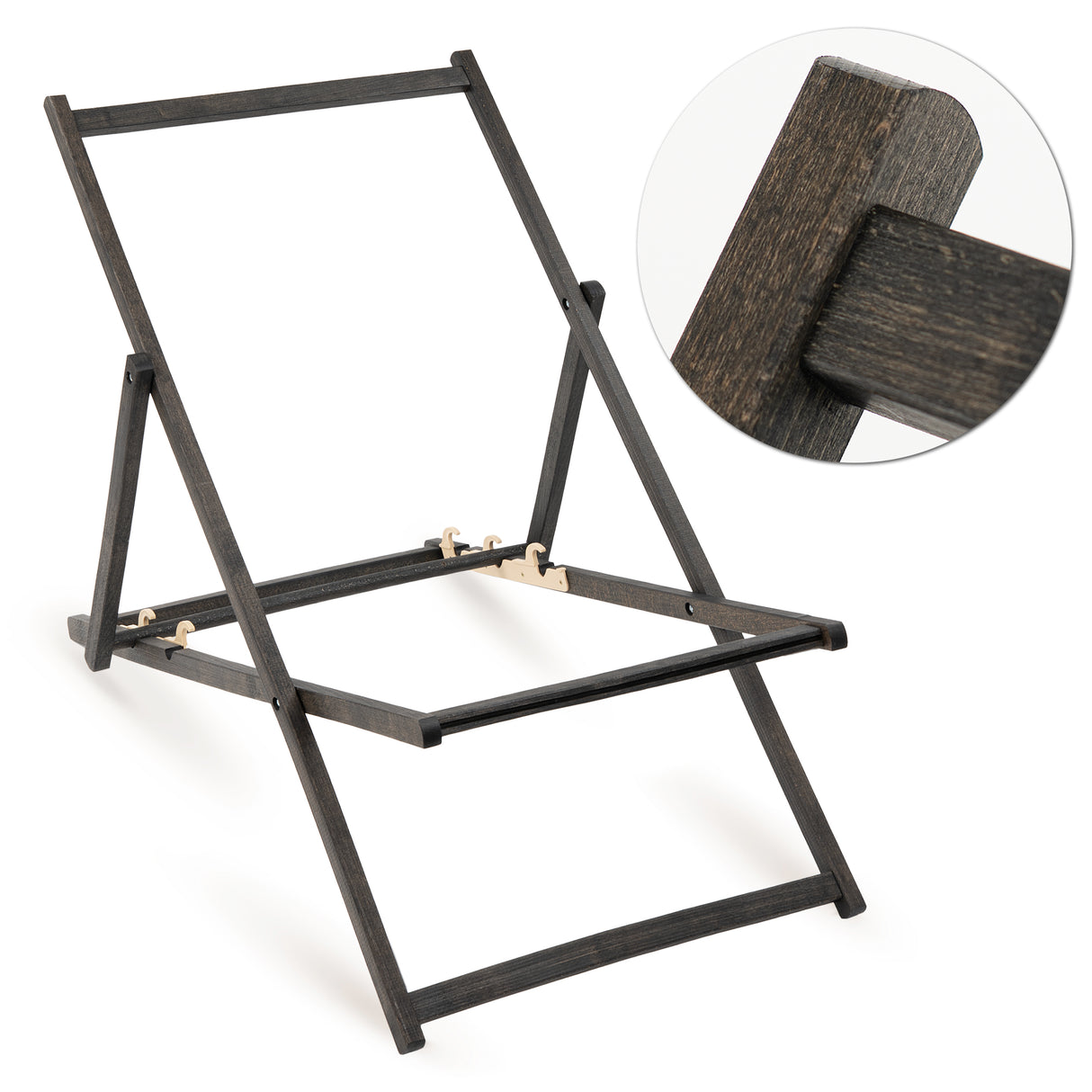 Holz-Liegestühle Marine-Design Anker mit schwarzem Gestell