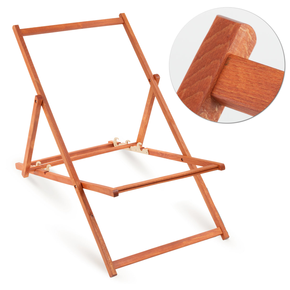 Holz-Liegestühle Cin Cin mit orangefarbenem Gestell