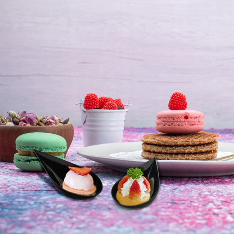 Dekorative Plastik-Löffel für Fingerfood Schwarz 100 Stück