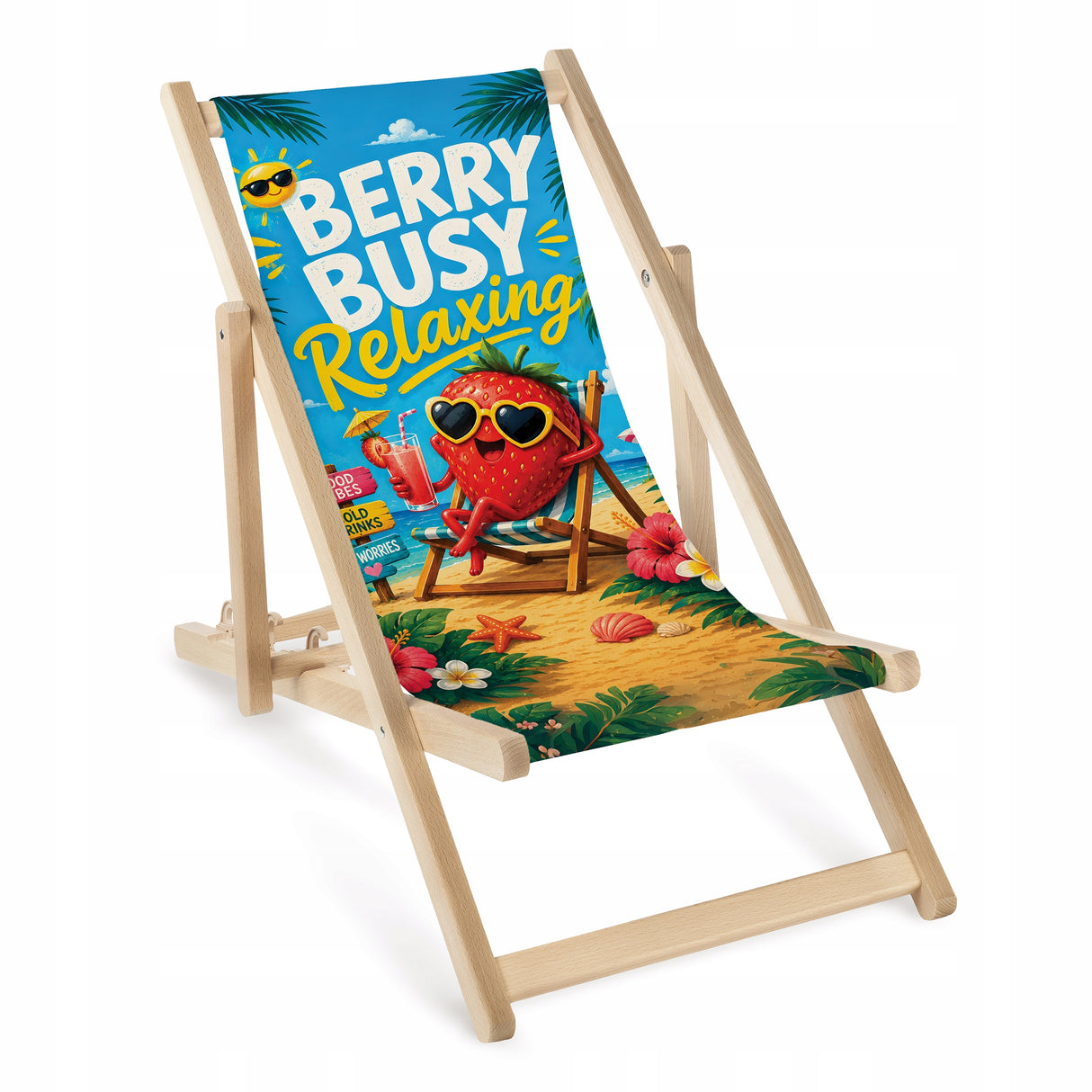 Kinder-Liegestuhl aus Holz Berry Busy Relaxing