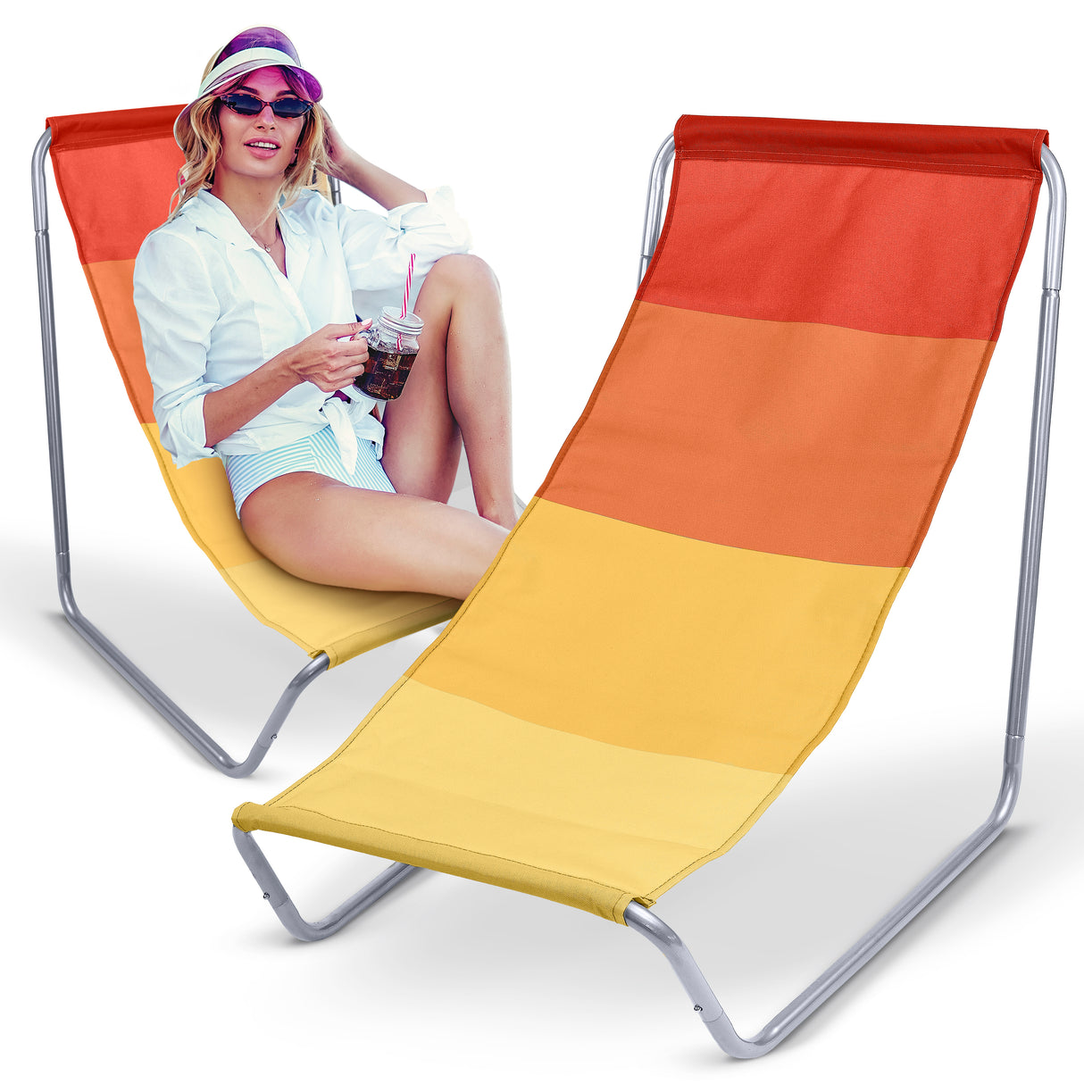 Liegestuhl aus Metall mit Tragetasche Orange GRADIENT