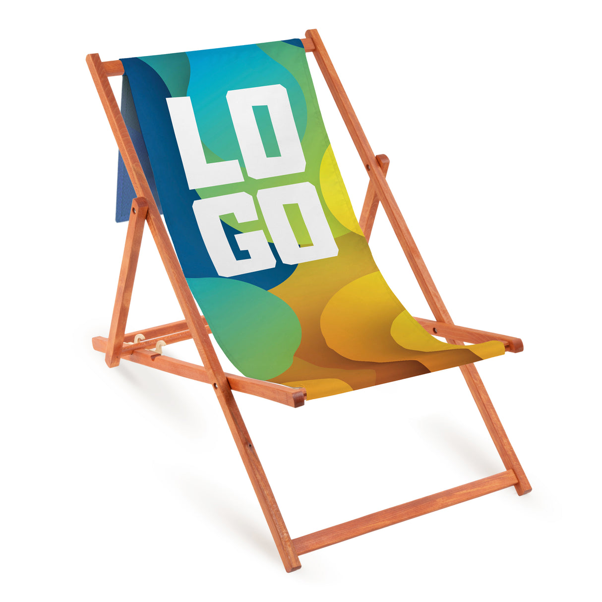 Holz-Liegestuhl mit eigenem Logo und Kopfkissen (Volant) Orange